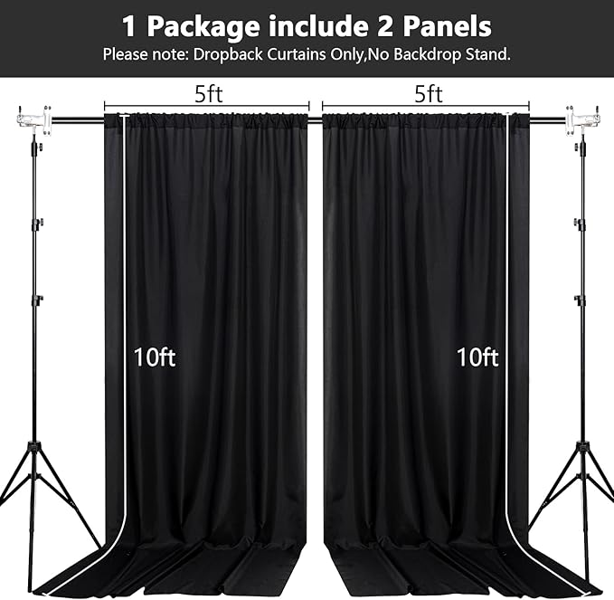 MEETSKY Black Backdrop Curtain for Party Backdrop Drapes Panels - Image 2