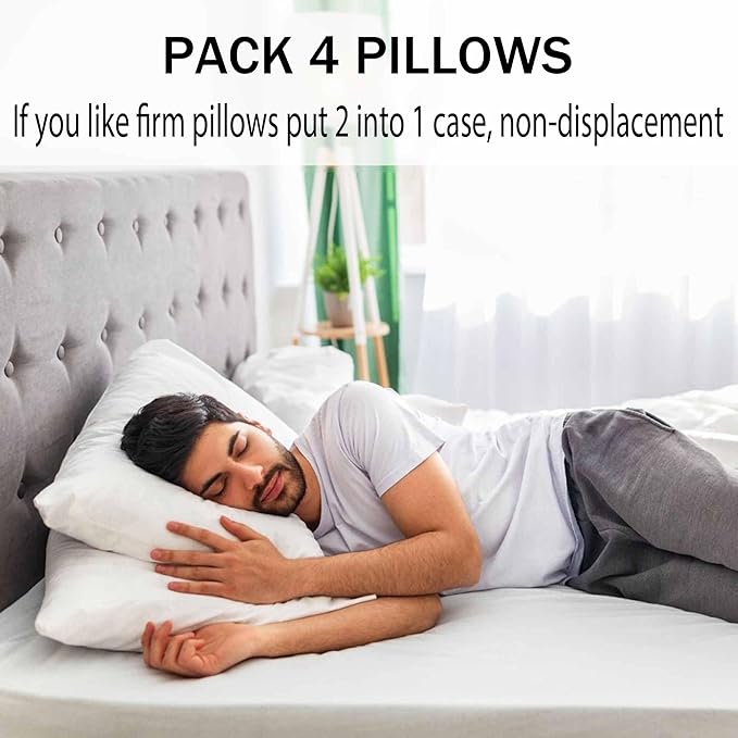 Medium Support Bed Pillows Standard Size Set of 4 Pack - Image 5