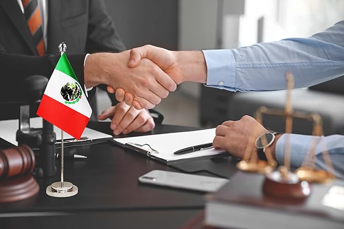 Mexico Mexican Deluxe Desk Flag Set Small Mini Miniature Mexico Mexican Table - Image 2