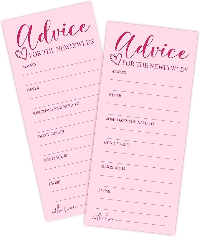 25 Wedding Advice Cards for Bridal Shower Games, 4X9 Inch Minimalist Guest by heiyihe