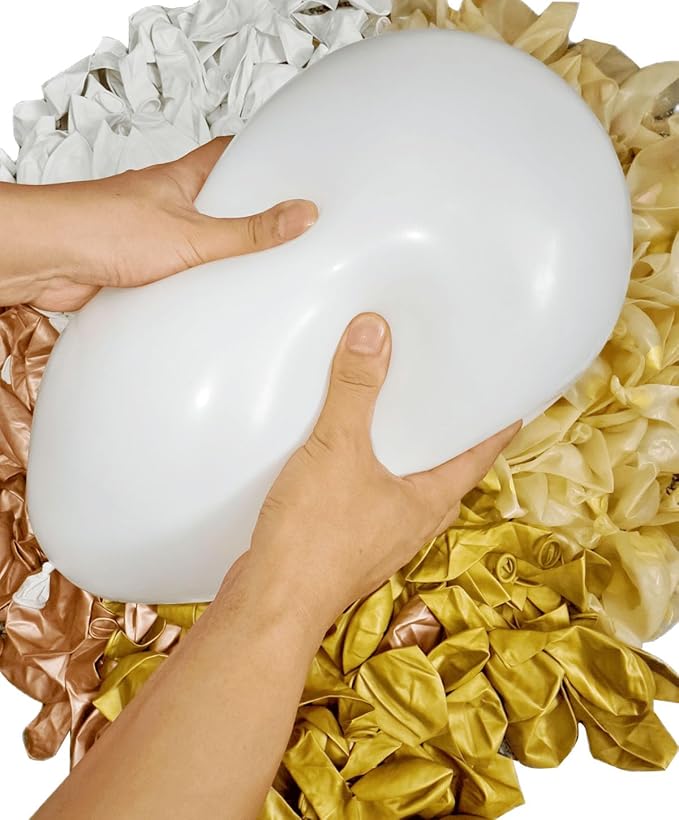 300 Pcs Rose Gold Confetti Balloons Set Lncludes 12 inch Gold White Rose Gold - Image 3