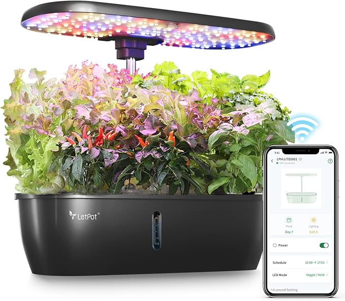 LETPOT LPH-Lite Hydroponics Growing System, 12 Pods Smart Herb Garden Kit Indoor by LetPot