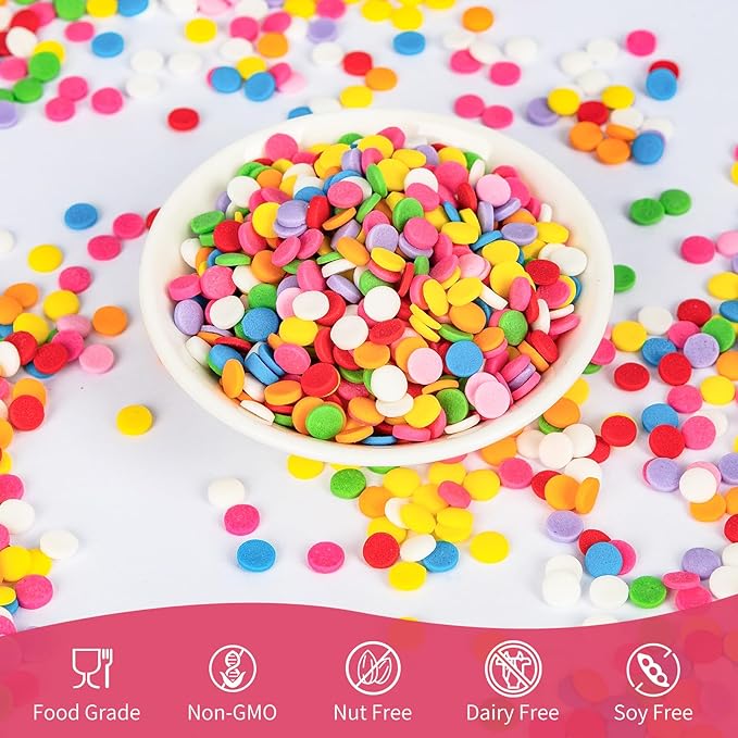 Edible Confetti Sprinkles, Colorful Round Cake Decoration - Image 3