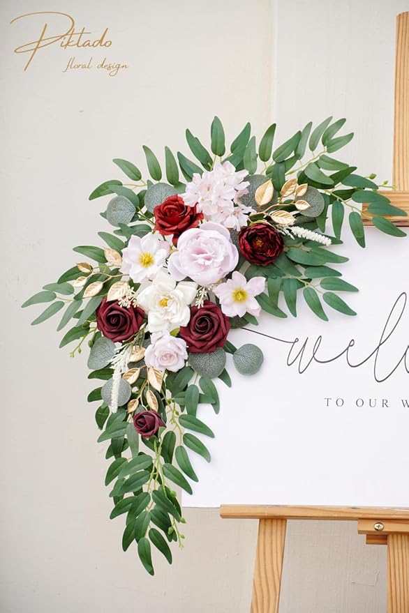 Faux Flower Swag Set of 2 for Wedding Welcome Signs Floral Swag Wedding - Image 5