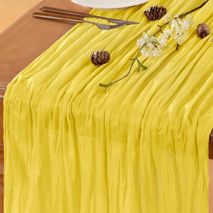 Yellow Table Runner Cheesecloth Table Runner 10FT Farmhouse Table Runners 120 by LINXTAR