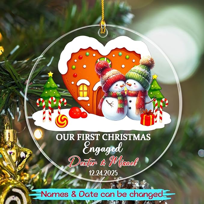 Our First Christmas Engaged Ornament 2025, Personalized Date & Name Engaged - Image 2