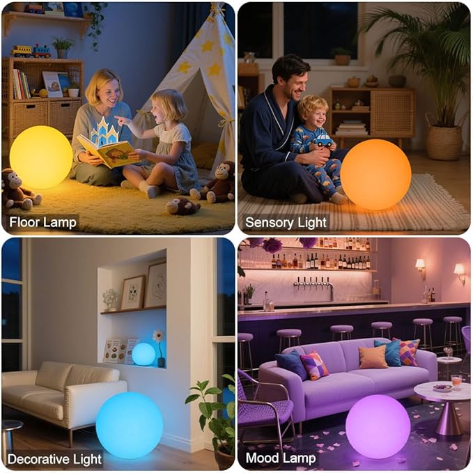 16 In Cordless LED Glowing Ball Light, LED Globe Orb Night Light w/Remote - Image 2