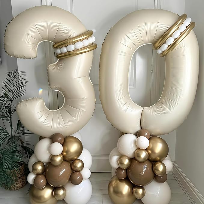 Cream 1 Balloon Number 40 Inch Cream White Number 1 Balloon Helium Mylar 1 - Image 6