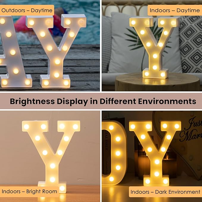 LED Marquee Letters Lights Sign Y, HXWEIYE Led Letter Lights 26 Alphabet - Image 2