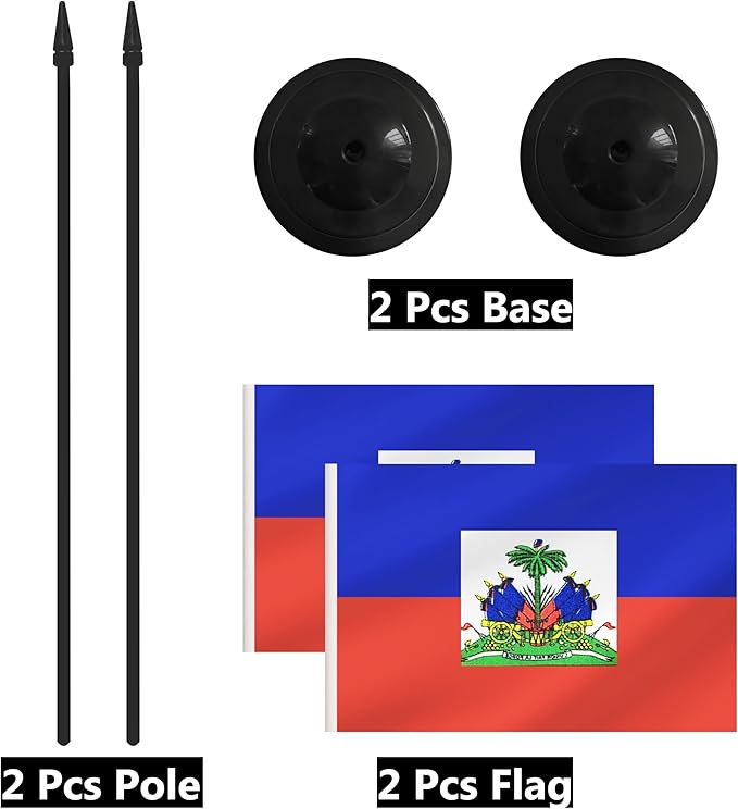 2 Pack Haiti Desk Flag Set, Haitian Desktop Small Miniature Table Office Flag - Image 6