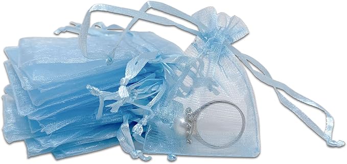 TheDisplayGuys 48-Pack 2" x 2-3/4" Blue Sheer Organza Gift Bags by TheDisplayGuys