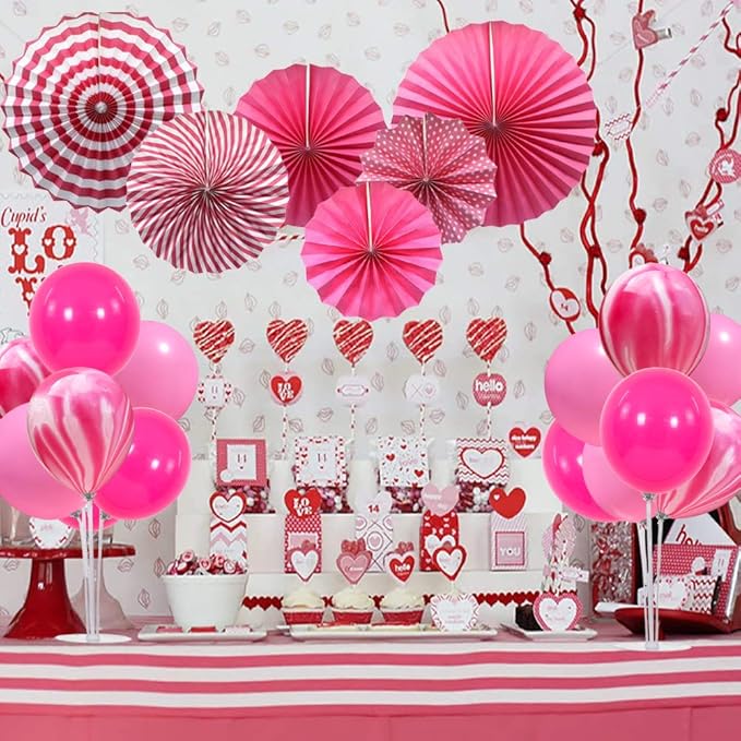 TONIFUL 4 Balloons Stand Kit Pink Marble Centerpieces Table Decoration - Image 5