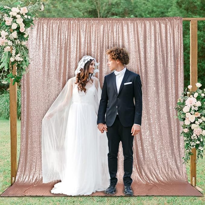 PartyDelight Rose Gold Sequin Backdrop 10Ftx10 Ft Booth Photography - Image 2