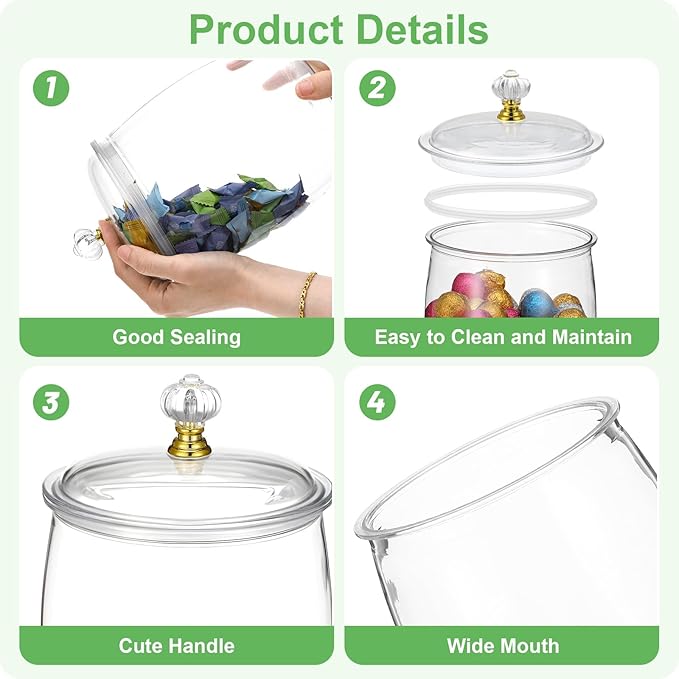 4 Pcs Candy Jars with Lids and Spoons Clear Candy Jars - Image 3