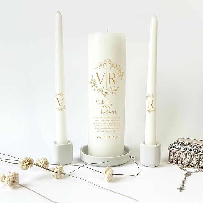 Unity Candles for Wedding, Modern Unity Set, Custom and Personalized Pillar and - Image 8