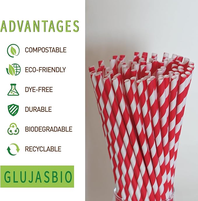 Disposable Red White Paper Straws - Image 5
