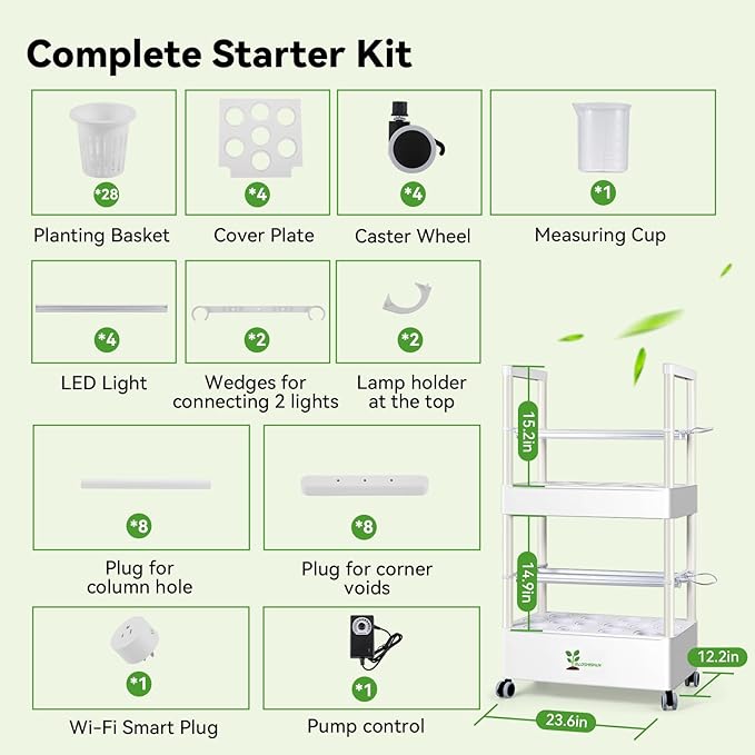 BAOSHISHAN Vertical Hydroponics Growing System Kit, 28 Pods Indoor Gardening - Image 7