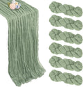 6 Pack Sage Green Table Runner 10ft Boho Gauze Fabric Cheesecloth Table Runner by Pepmily