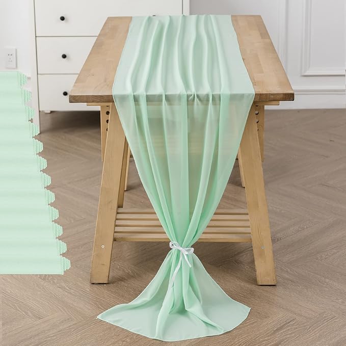12Pack 9ft Chiffon Table Runner14x108 Inch Sheer Romantic Table Runner - Image 6