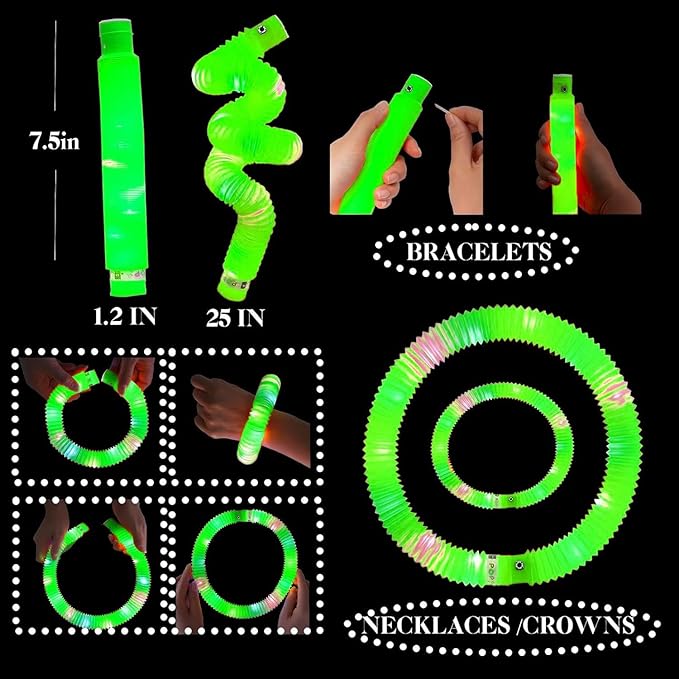 Green 24 Pack Light Up Party Favors Supplies, Bulk Glow Sticks Bracelet - Image 7