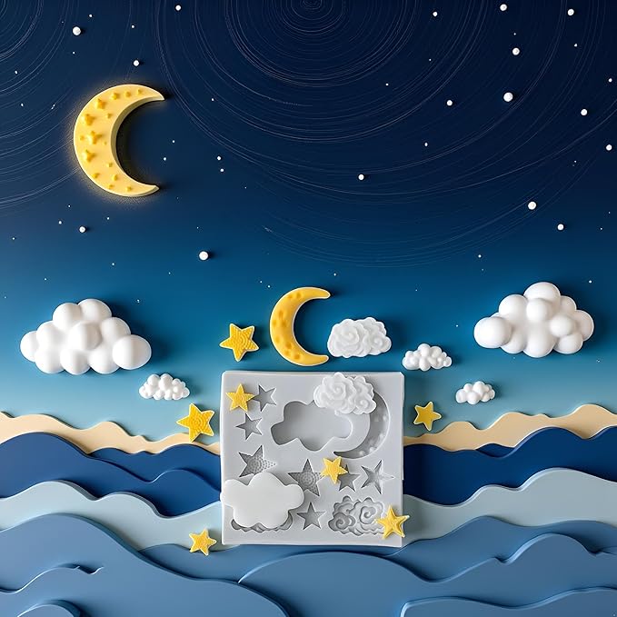 1Pc Star Moon Clouds Shaped Silicone Fondant Molds, Candy Chocolate Molds - Image 5