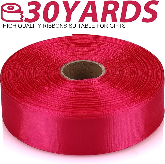 Hot Pink Satin Craft Ribbon - Image 2