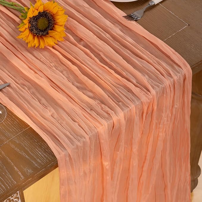 Peach Cheesecloth Table Runner 12 Pack Fall Table Runners Boho Gauze 120 Inches - Image 5