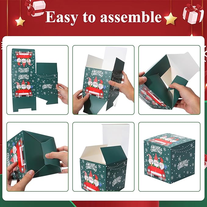 COTOPHER 20 Pcs Christmas Gift Boxes, Paper Treat Ornament Gift Box Decorative - Image 4