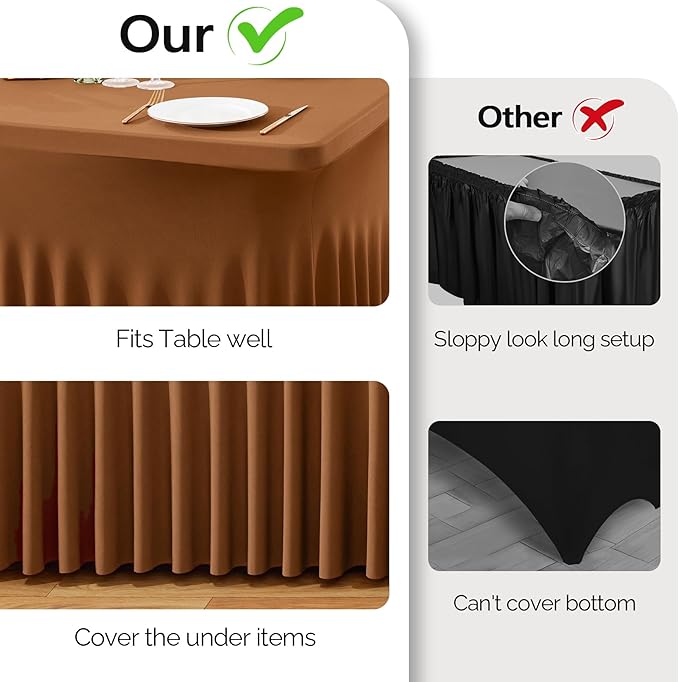 Wish Care 6 Pack Brown Spandex Table Clothes - Image 8
