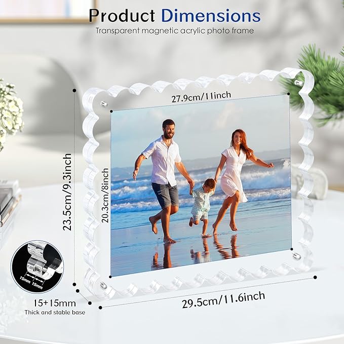 acrylic photo frame- 2Pack Scalloped Picture Frames 8×10 Inch, 15+15mm Thick - Image 3