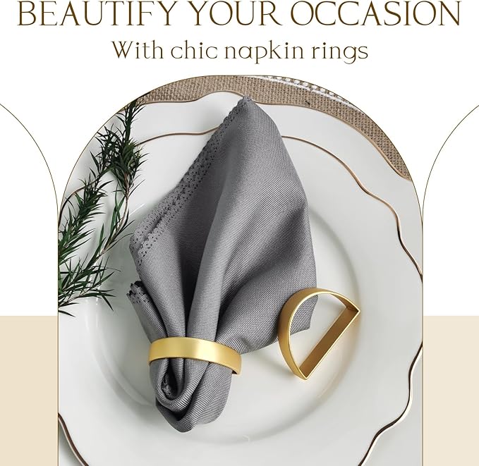 12PCS Gold Napkin Rings, Metal Napkin Rings, Fall Thanksgiving Christmas Table - Image 3