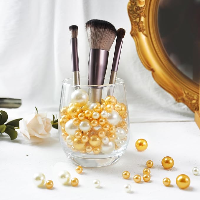 260Pcs Gold andCream Glossy Beads - Image 3