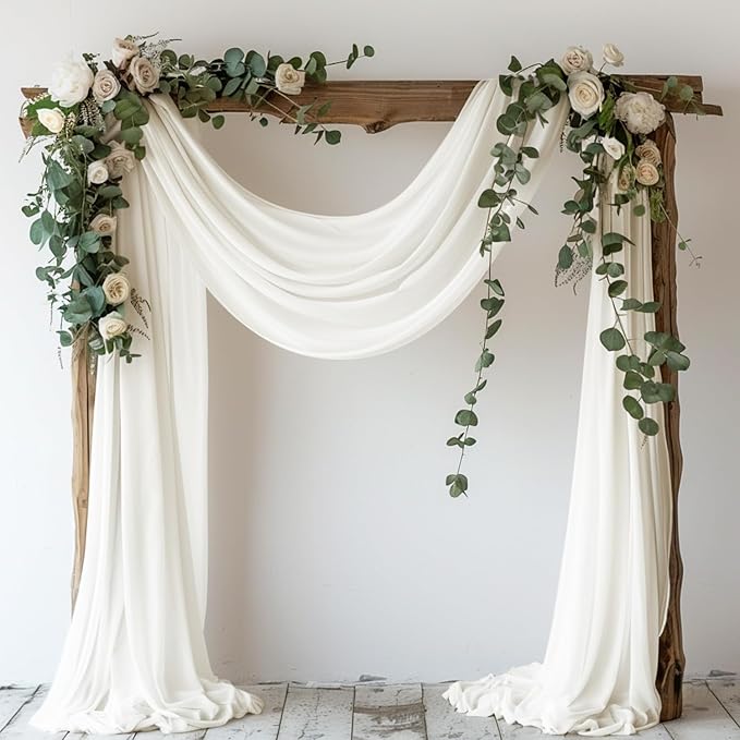 Wokceer Wedding Arch Draping Fabric 28.7" x 20FT Ivory Drapes Sheer Fabric by Wokceer