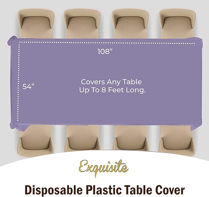 Exquisite 12-Pack Premium Plastic Tablecloth 54in. x 108in. Rectangle Table - Image 4