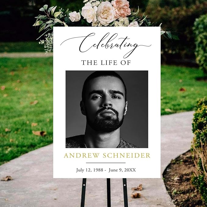 Funeral Welcome Sign, Obituary Template, Minimalist Funeral decor, Celebrating - Image 2