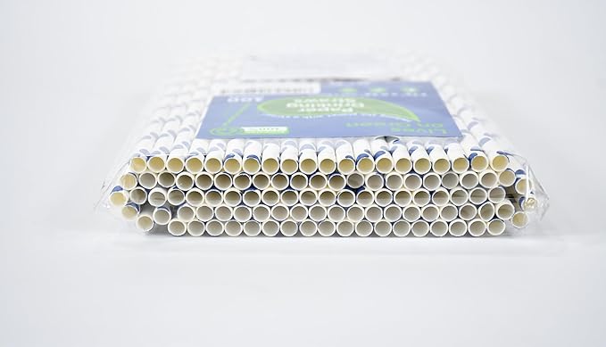 100 Counts Blue Polka Dots Paper Disposable Drinking Straws 7.75 inch, 0.24" - Image 12