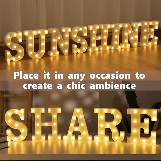 HXWEIYE Light Up Letters LED Marquee Letters Light Sign 26 Alphabet and 10 - Image 6