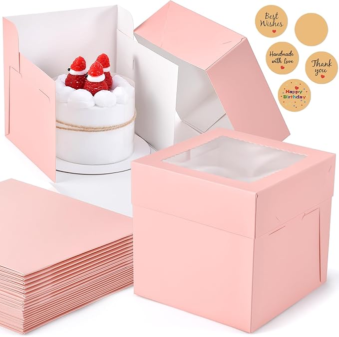 12Pcs 6x6x6 Inches Small Cake Boxes, Mini Cake Containers by DOYIDE