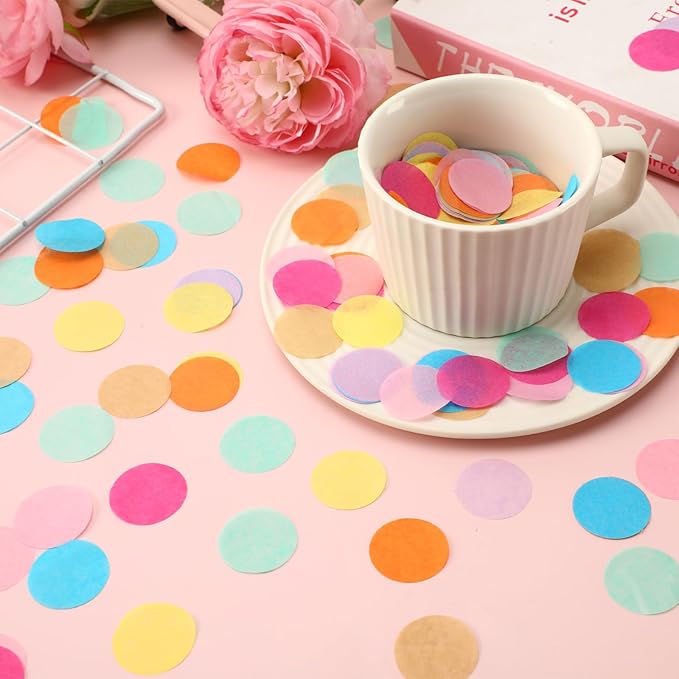 MARFOREVER 5.4oz Multicolor 1 Inch Round Tissue Paper Confetti, Round Confetti - Image 5