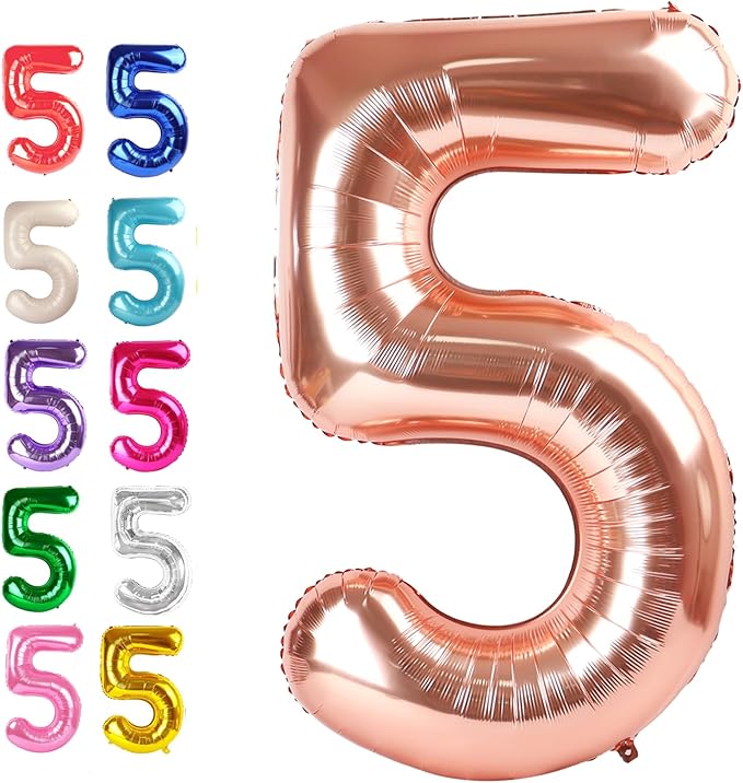 Large Rose Gold 40 Inch Birthday Number 5 Balloon, Rose Gold Five 5th 15 25 35 by Upgesy
