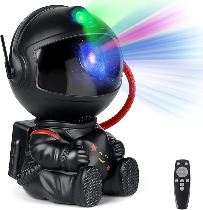 Astronaut Galaxy Projector Lamp – Black Astronaut Holding Star, Starry Sky by XHSY