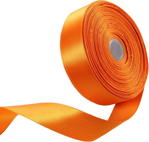 1 Inch Autumn Orange Satin Ribbon 50 Yards Solid Fabric Ribbons by Celadora
