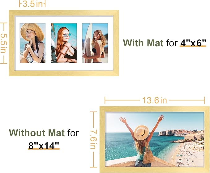 Vittanly 8x14 Picture Frames Collage, Displays 3Pcs 4x6 Pictures - Image 6