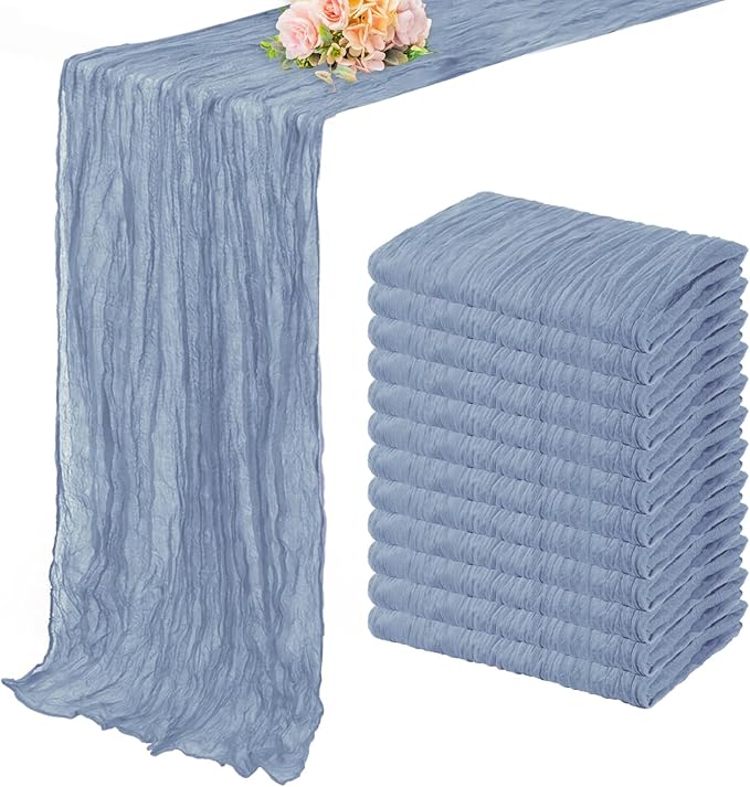 12 Pack Dusty Blue 10FT Cheesecloth Table Runner Rustic Gauze Fabric Cheese by FoliafeelHome