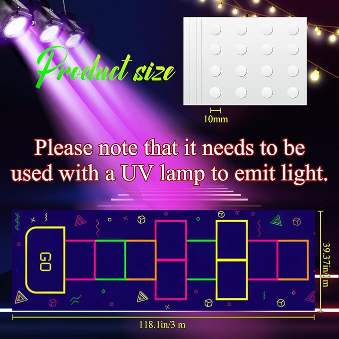 Haull 118 x 39 Inch Neon Light up Dance Floor Glow in The Dark Runner UV - Image 3