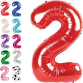40 Inch Big Red Number 2 Balloon Birthday Decoration, Number 2 Helium Balloon by Upgesy
