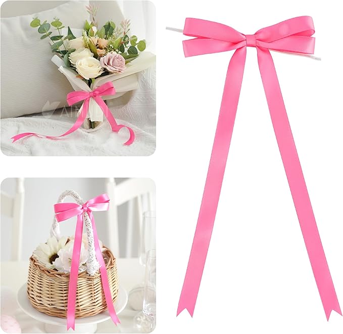 AIMUDI Hot Pink Bows 5 × 10" Satin Bows by AIMUDI