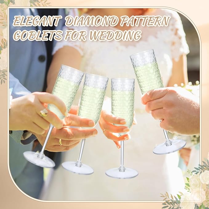 Remerry 24 Pack Detachable Plastic Champagne Flutes 5.5 oz Champagne Glasses - Image 6