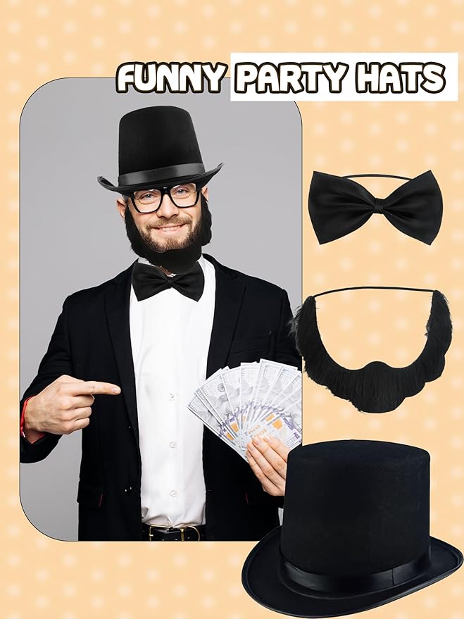 6 Pcs 1920s Gentleman Hat Costume Presidents Day 1920s Costume Accessories - Image 5