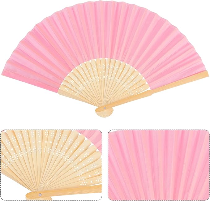 URATOT 36 Pieces Multicolor Folding Fans Silk Bamboo Folding Fans Handheld Fan - Image 3